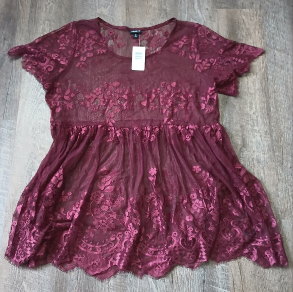torrid Tops Torrid Baby Doll Sheer Short Sleeve Lace Top Poshmark